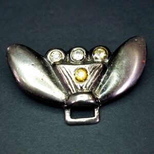 Vintage Silver Tone Clear Rhinestone Bee Belt Buckle